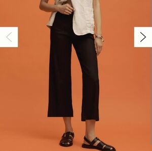 Anthropology The Colette Linen Blend Crop Wide-Leg Pants By Maeve